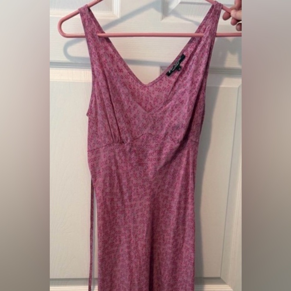 Vintage Betsey Johnson Pink Silk Printed Midi Dress Medium